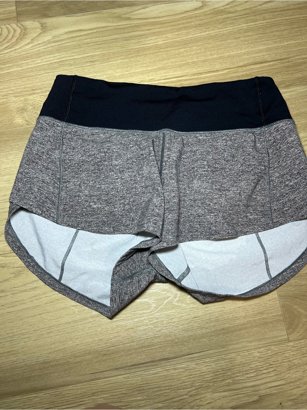 lululemon athletica Heathered Gray Athletic Shorts with Black Waistband